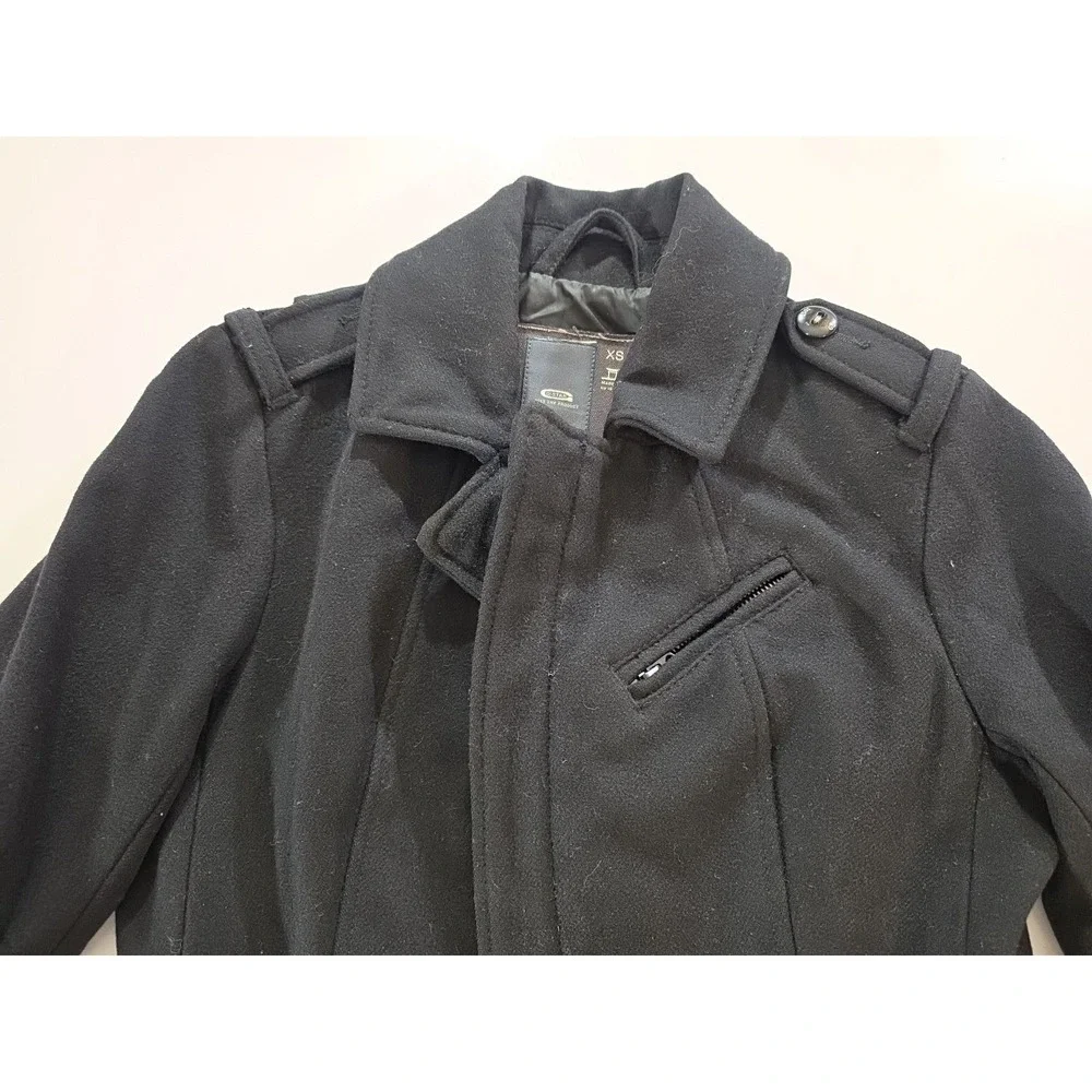 G-STAR RAW 3301 Women's Solar Wool Coat XS Black Belted Military Pea Jacket - Picture 7 of 16